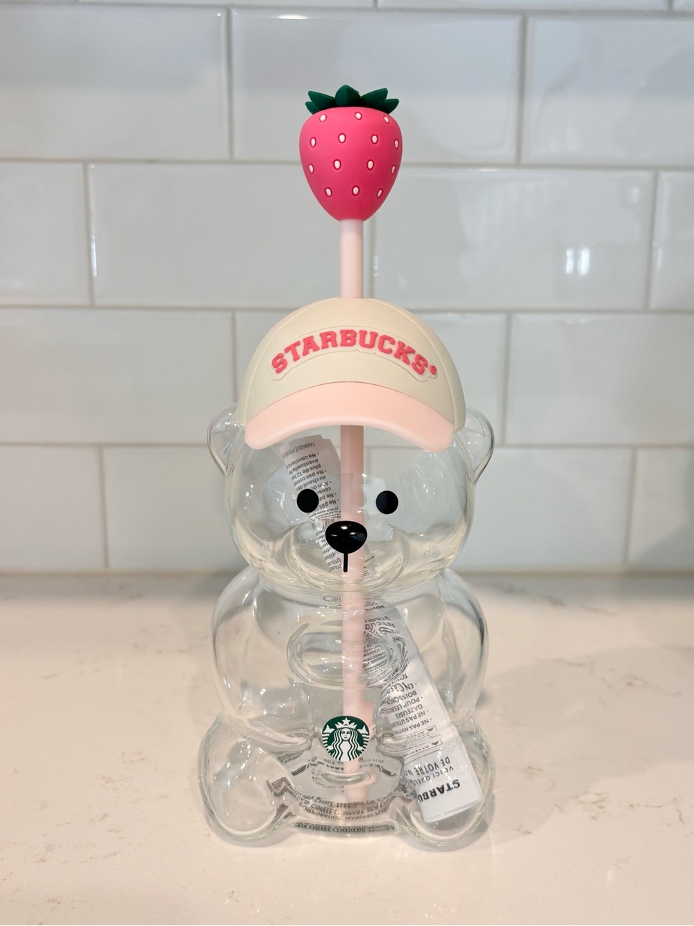 Starbucks Pink Bear Glass NWT Strawberry